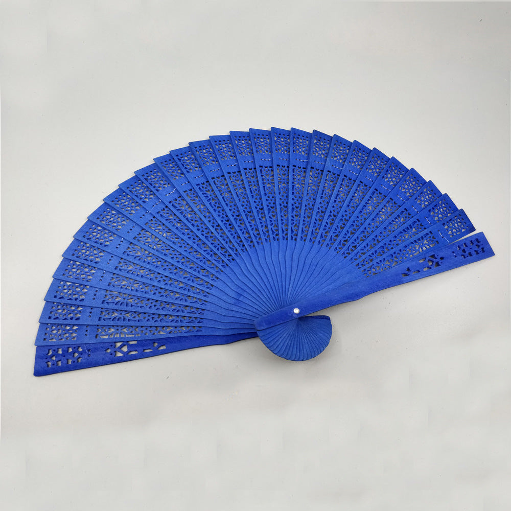 Very Popular Colourful Vintage Hollow Wood Hand Fan Chinese Fragrant Wooden Folding Fans