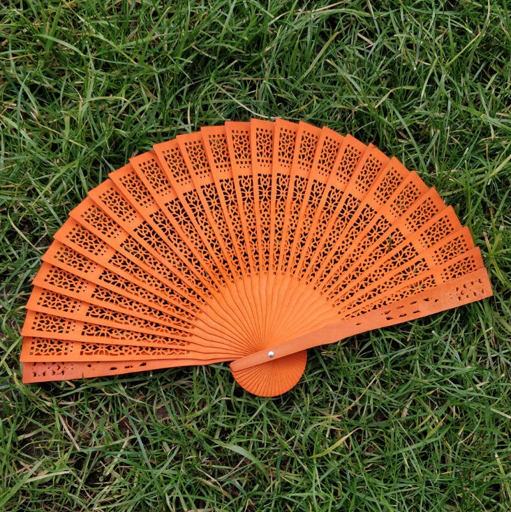 Very Popular Colourful Vintage Hollow Wood Hand Fan Chinese Fragrant Wooden Folding Fans