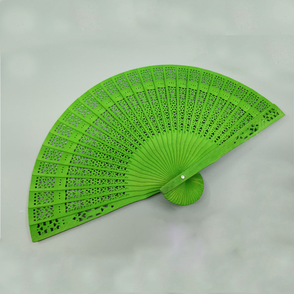 Very Popular Colourful Vintage Hollow Wood Hand Fan Chinese Fragrant Wooden Folding Fans
