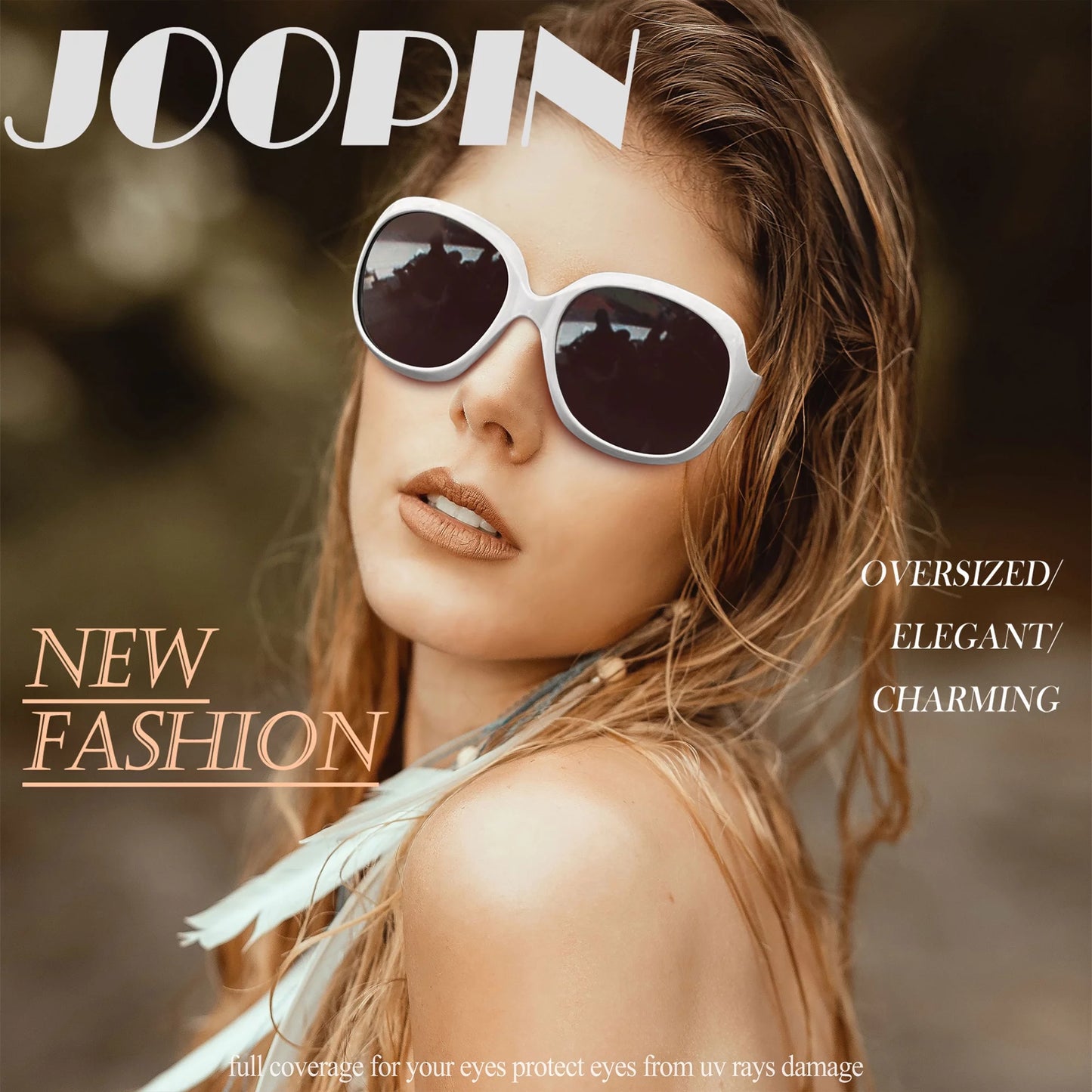 Oversized Polarized Sunglasses for Women, Ladies Vintage Thick Big Frame Sun Glasses Shades (Shiny White)
