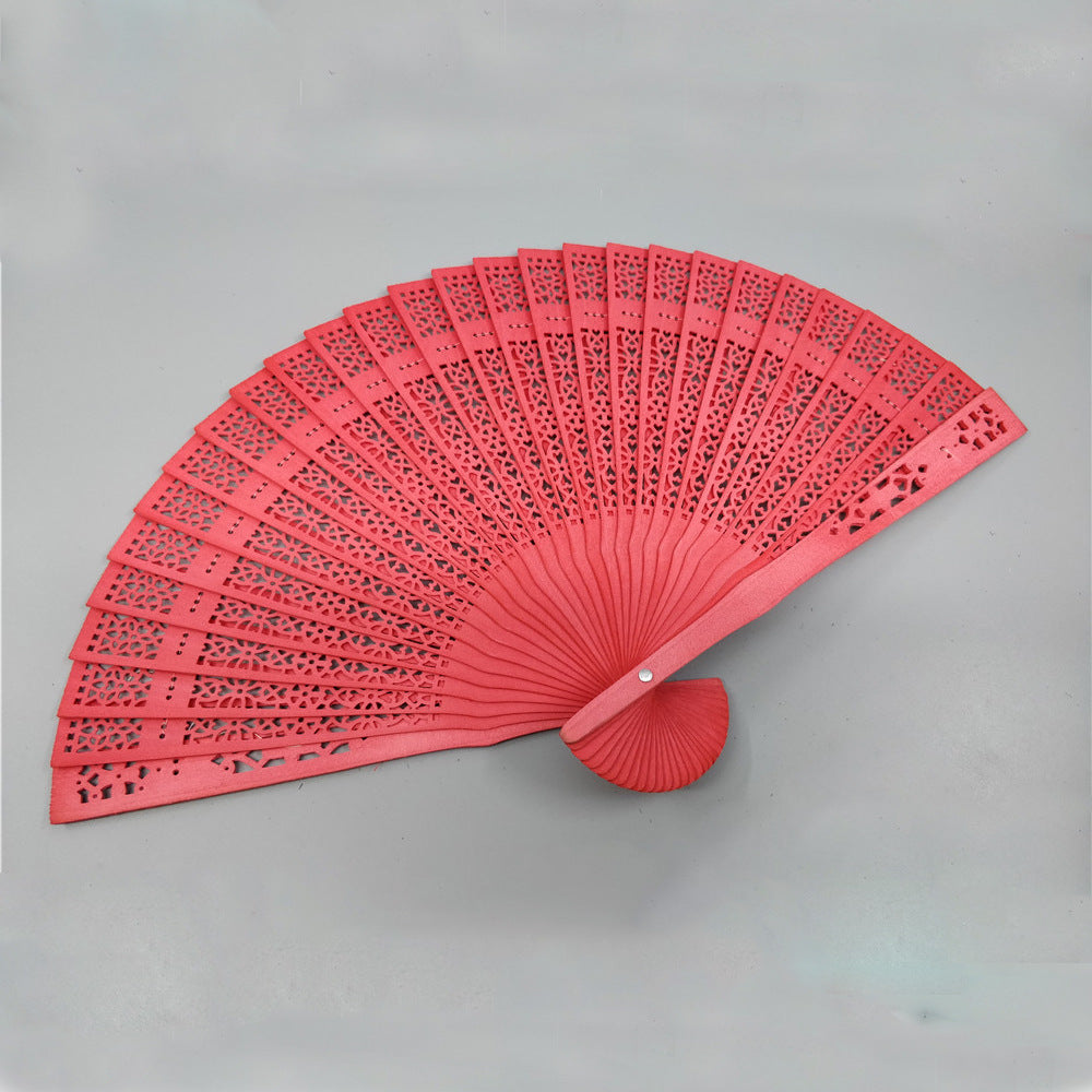 Very Popular Colourful Vintage Hollow Wood Hand Fan Chinese Fragrant Wooden Folding Fans