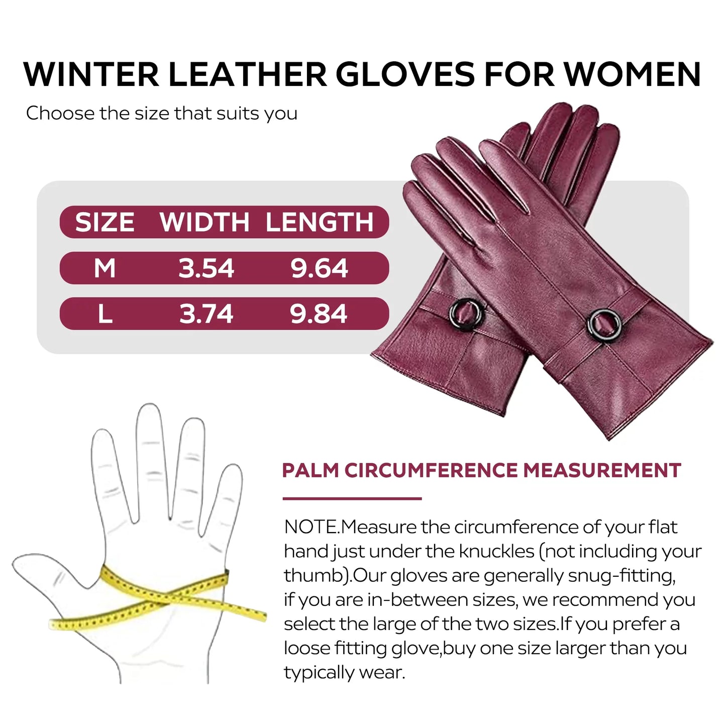 Winter Lambskin Leather Women'S Gloves with Touchscreen Texting and Warm Driving Function