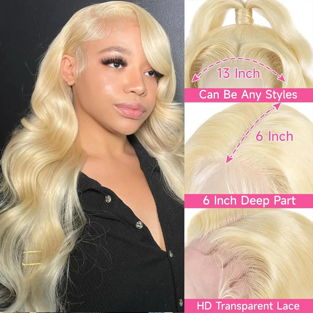 613 Hd Lace Frontal Wig Human Hair Body Wave 13x6 13x4 Lace Front Wig 180 Density Blonde Human Lace Front Wig 613 Human Hair Wig