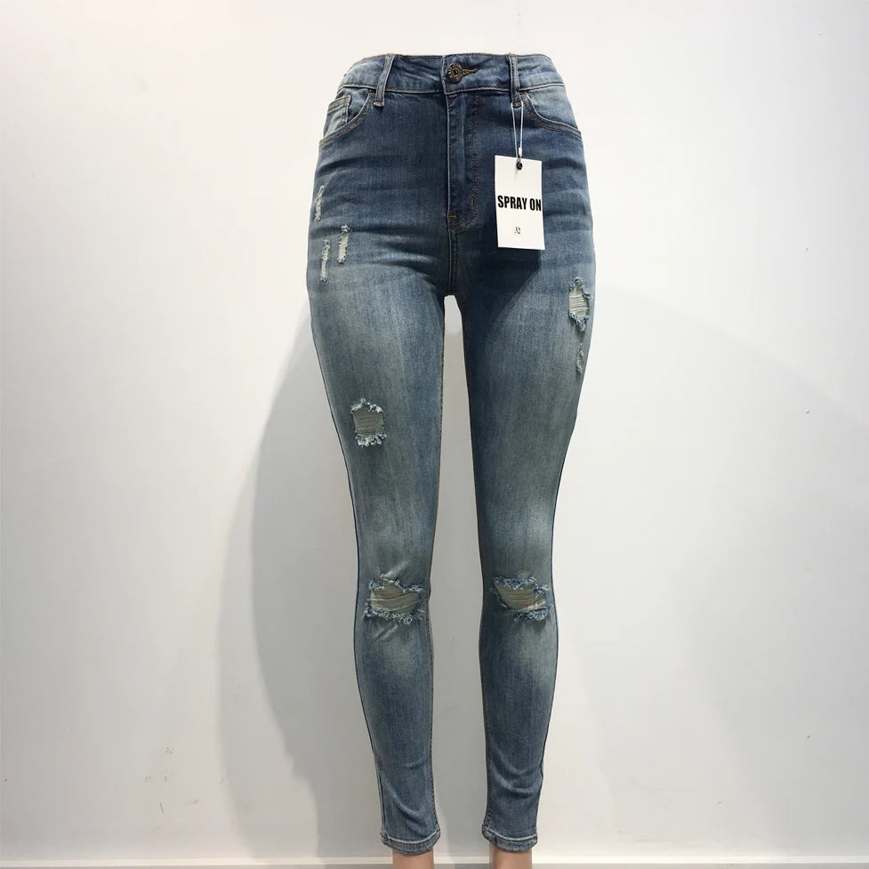 Melody Spray On Jeans 3 Colors Skinny Stretch Jeans For Men Denim Wash Broken Ripped Jeans Fashion Brand Biker Jeans Men Clothes