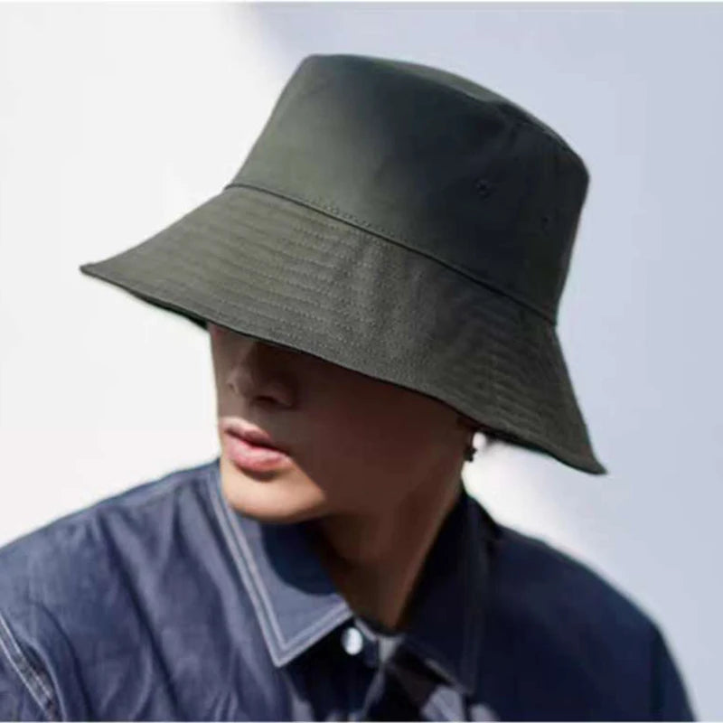 Large Big Size Sun Hats Men Summer Double Side Bucket Hat Men's Panama Fedoras Outdoor Fisherman Hat Visor Basin Cap Beach Hat