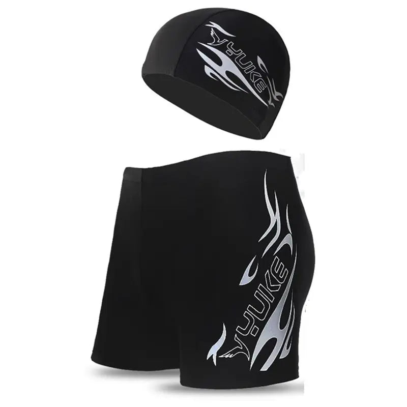 Newest Men's Swimming Set Swim Trunks Glasses Cap Carry Bag Plus Size Swimwear Men Swimsuit Bathing Suit Beach Boxer Shorts