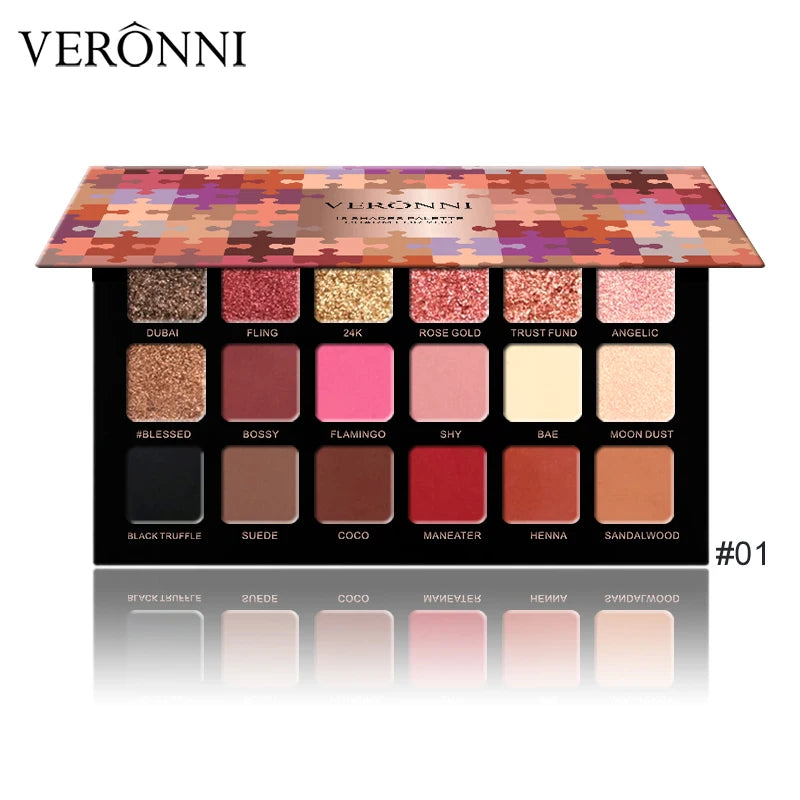 VERONNI 18 Color Charming Eyeshadow Glitter Eye shadow matte Eye shadow Palette Shimmer EyeShadow Powder Fashion Color