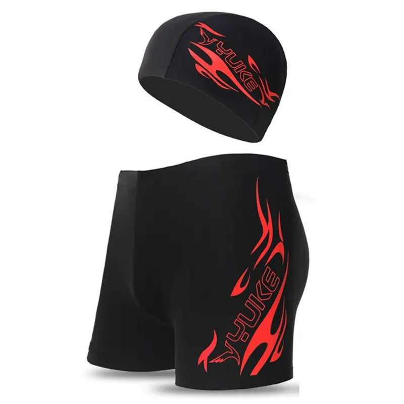 Newest Men's Swimming Set Swim Trunks Glasses Cap Carry Bag Plus Size Swimwear Men Swimsuit Bathing Suit Beach Boxer Shorts
