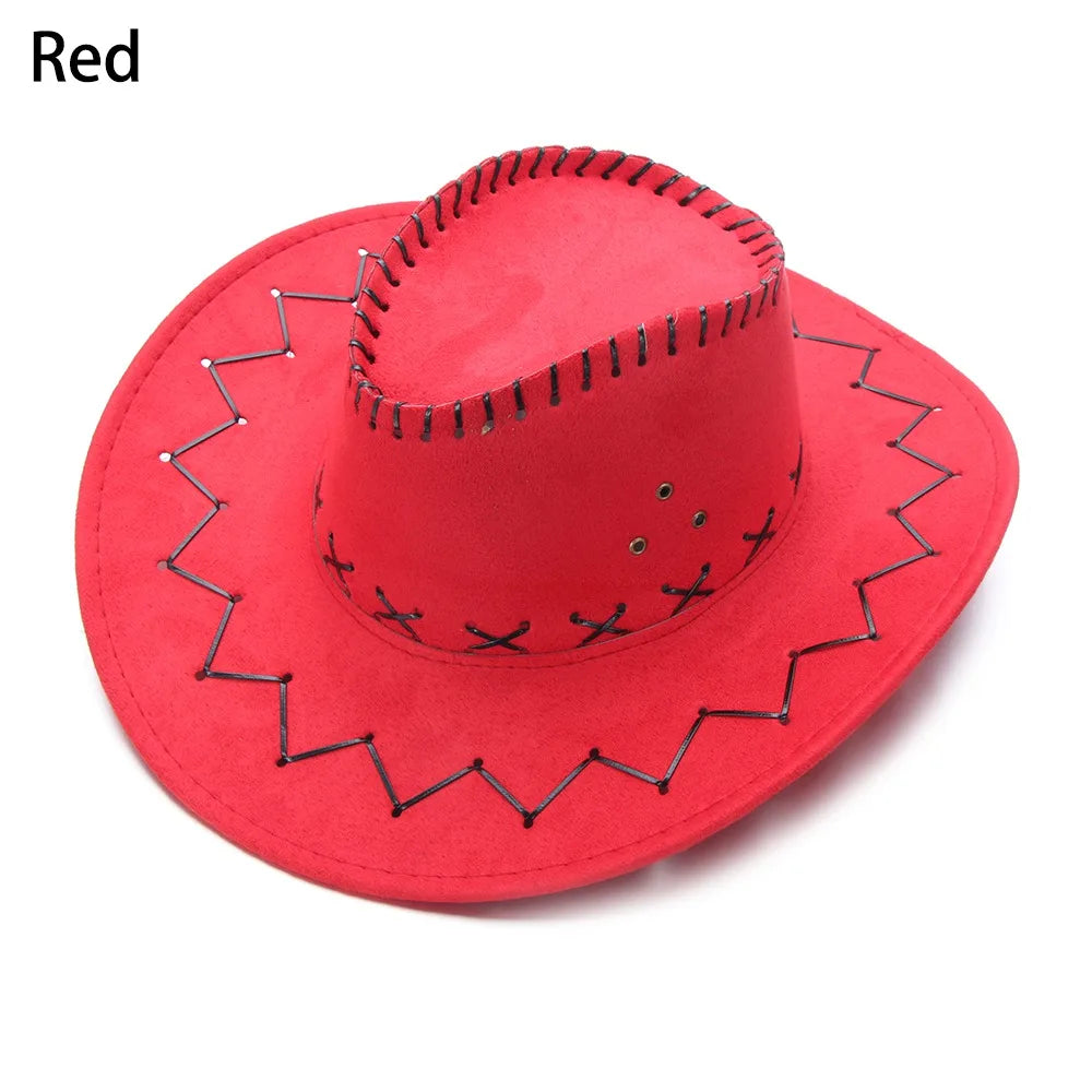 Western Cowboy Hat for Men Women Kids Fedora Outdoor Wide Brim Faux Leather Summer Wide Brim Beach Travel Cap Black White Pink