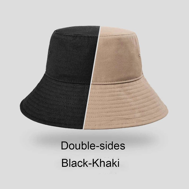 Large Big Size Sun Hats Men Summer Double Side Bucket Hat Men's Panama Fedoras Outdoor Fisherman Hat Visor Basin Cap Beach Hat