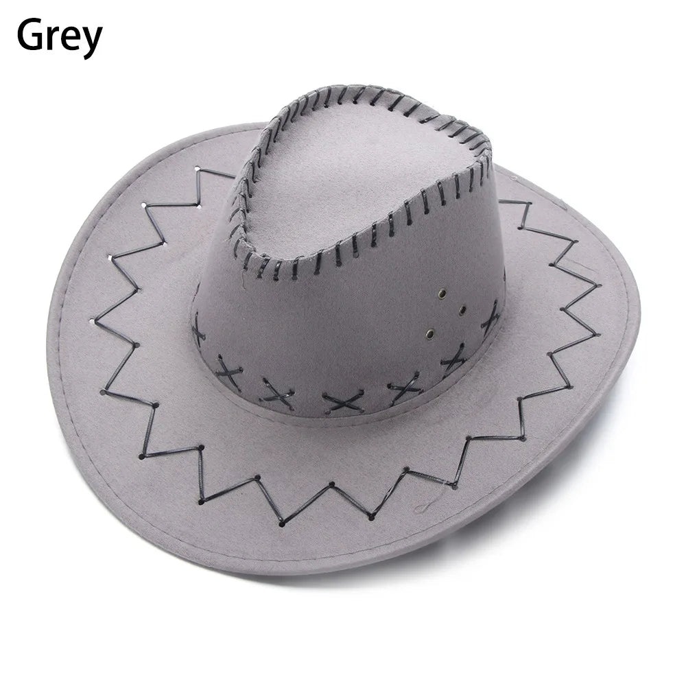 Western Cowboy Hat for Men Women Kids Fedora Outdoor Wide Brim Faux Leather Summer Wide Brim Beach Travel Cap Black White Pink
