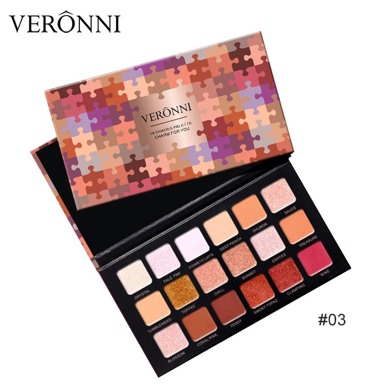 VERONNI 18 Color Charming Eyeshadow Glitter Eye shadow matte Eye shadow Palette Shimmer EyeShadow Powder Fashion Color