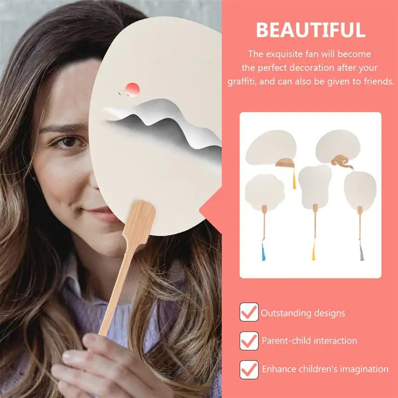 5Pcs Creative Kids Graffiti Fans Paper Round Fans Painting Fans Kids Graffiti Fans Hand Fan Hand Fan To Paint Diy Painting