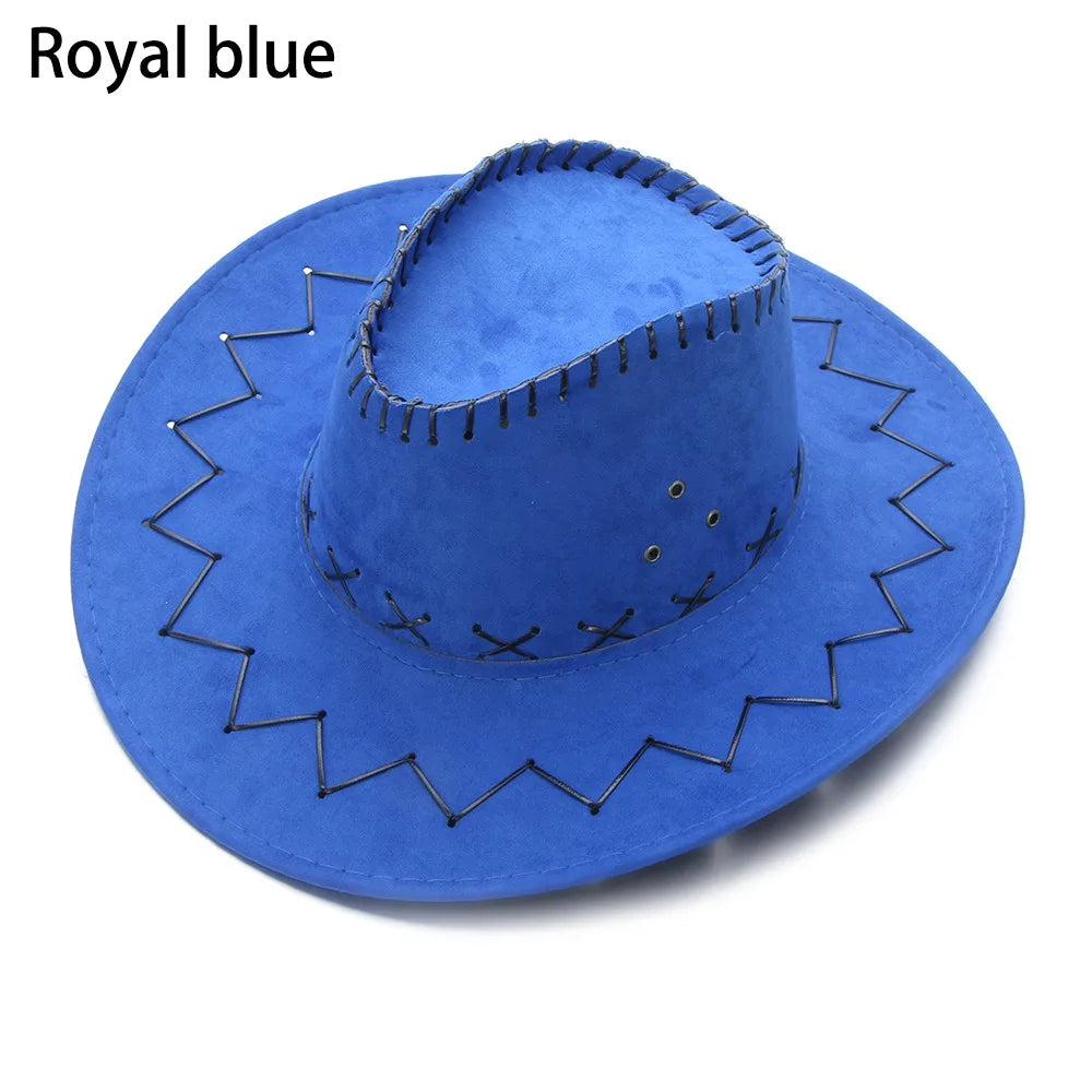 Western Cowboy Hat for Men Women Kids Fedora Outdoor Wide Brim Faux Leather Summer Wide Brim Beach Travel Cap Black White Pink