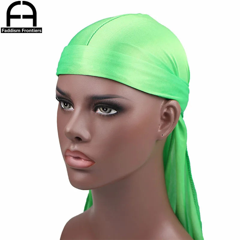 New Luxury Men's Silky Durags Bandana Turban Hat Wigs Doo Men Satin Durag Biker Headwear Headband Pirate Hat Hair Accessories