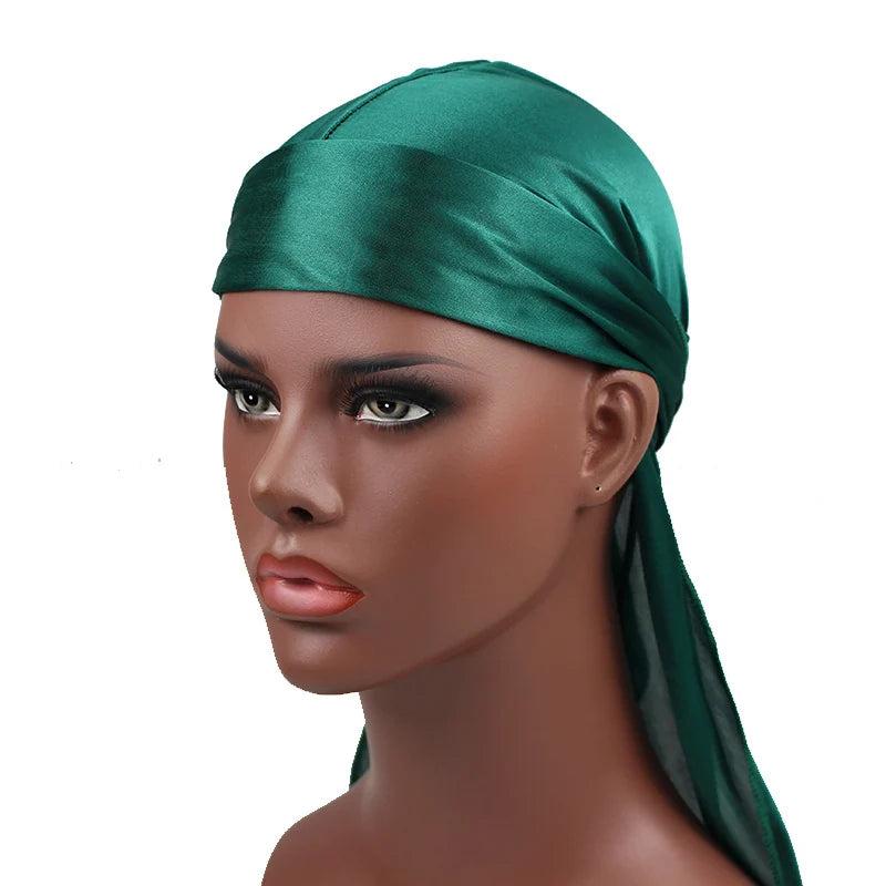 New Luxury Men's Silky Durags Bandana Turban Hat Wigs Doo Men Satin Durag Biker Headwear Headband Pirate Hat Hair Accessories
