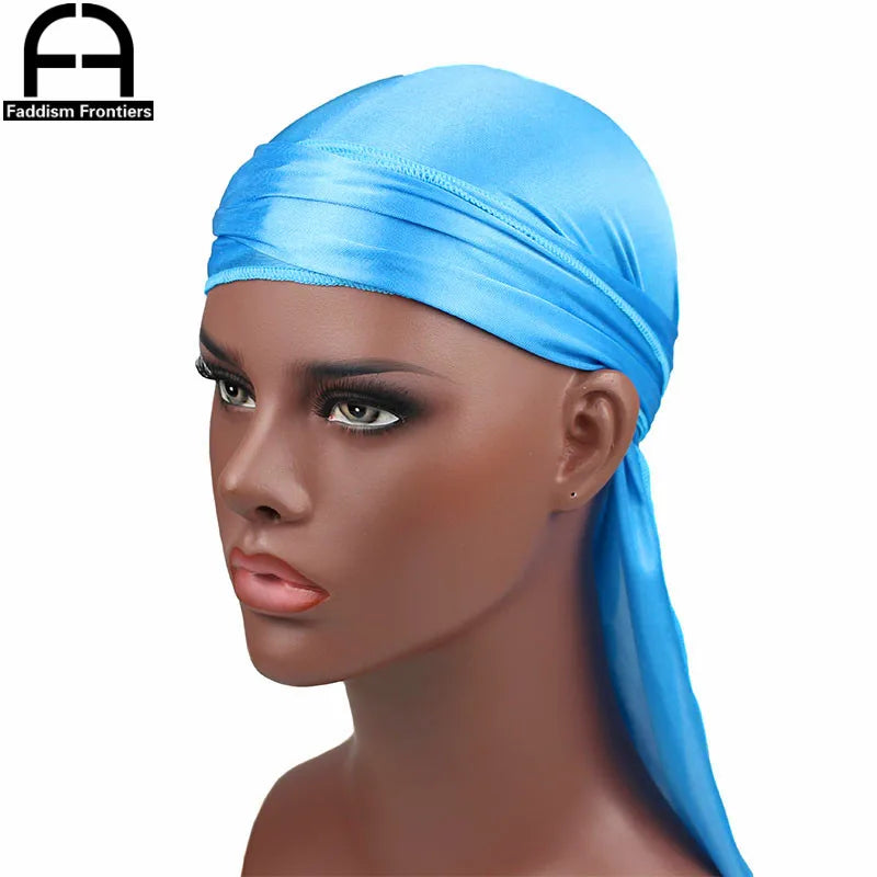New Luxury Men's Silky Durags Bandana Turban Hat Wigs Doo Men Satin Durag Biker Headwear Headband Pirate Hat Hair Accessories