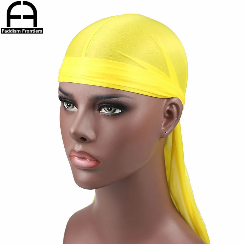 New Luxury Men's Silky Durags Bandana Turban Hat Wigs Doo Men Satin Durag Biker Headwear Headband Pirate Hat Hair Accessories