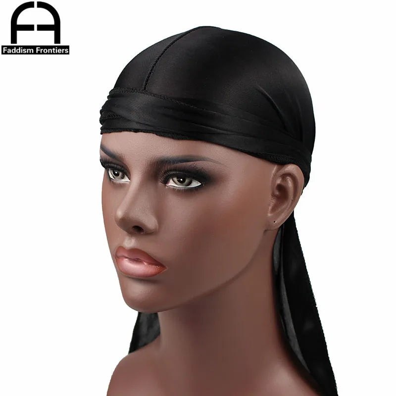 New Luxury Men's Silky Durags Bandana Turban Hat Wigs Doo Men Satin Durag Biker Headwear Headband Pirate Hat Hair Accessories