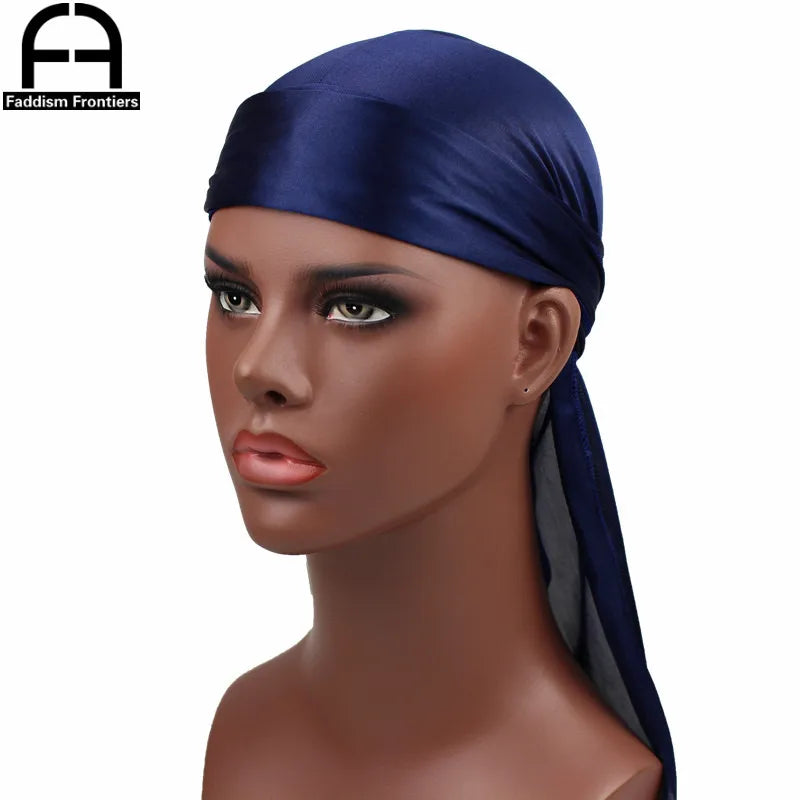 New Luxury Men's Silky Durags Bandana Turban Hat Wigs Doo Men Satin Durag Biker Headwear Headband Pirate Hat Hair Accessories