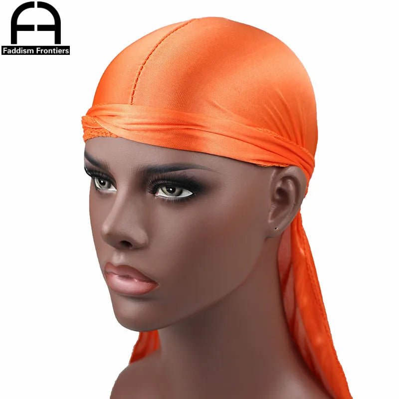 New Luxury Men's Silky Durags Bandana Turban Hat Wigs Doo Men Satin Durag Biker Headwear Headband Pirate Hat Hair Accessories