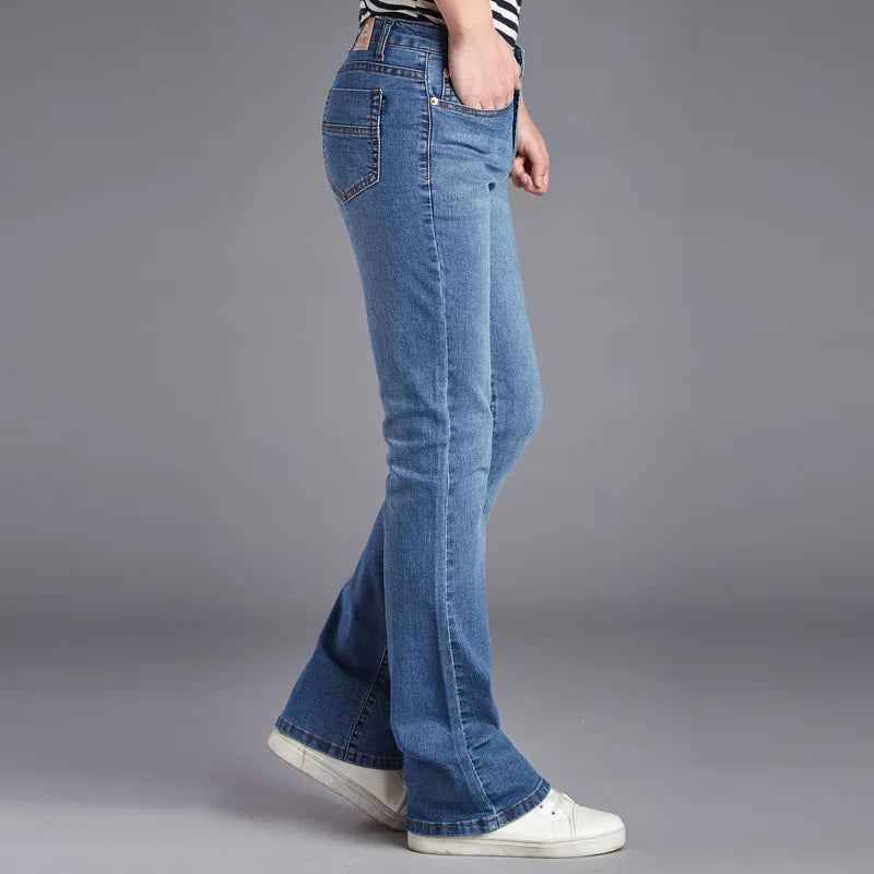 ICPANS Men's Flare jeans Pants Bell Bottom Cargo Jeans Slim Blue BootCut Flared Denim Jeans For Men Trousers Boot Cut 2019 New