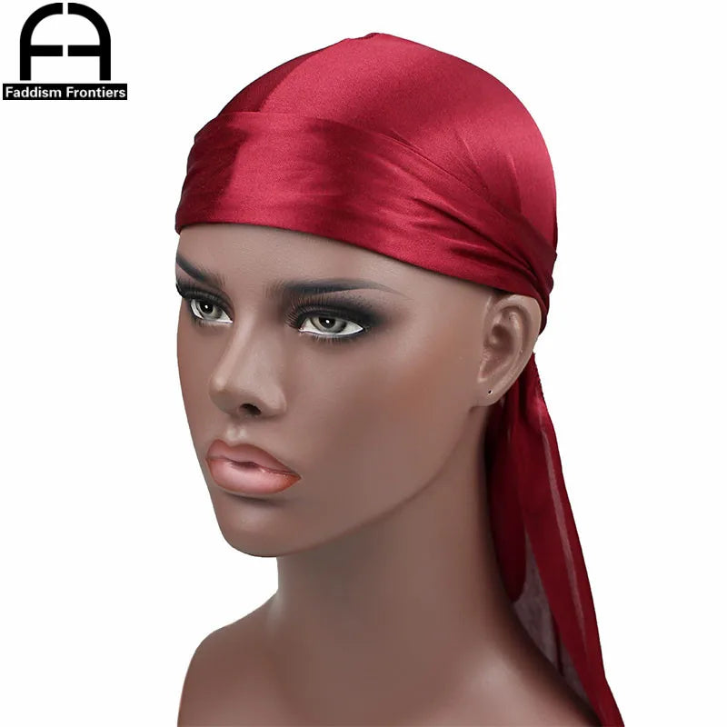 New Luxury Men's Silky Durags Bandana Turban Hat Wigs Doo Men Satin Durag Biker Headwear Headband Pirate Hat Hair Accessories