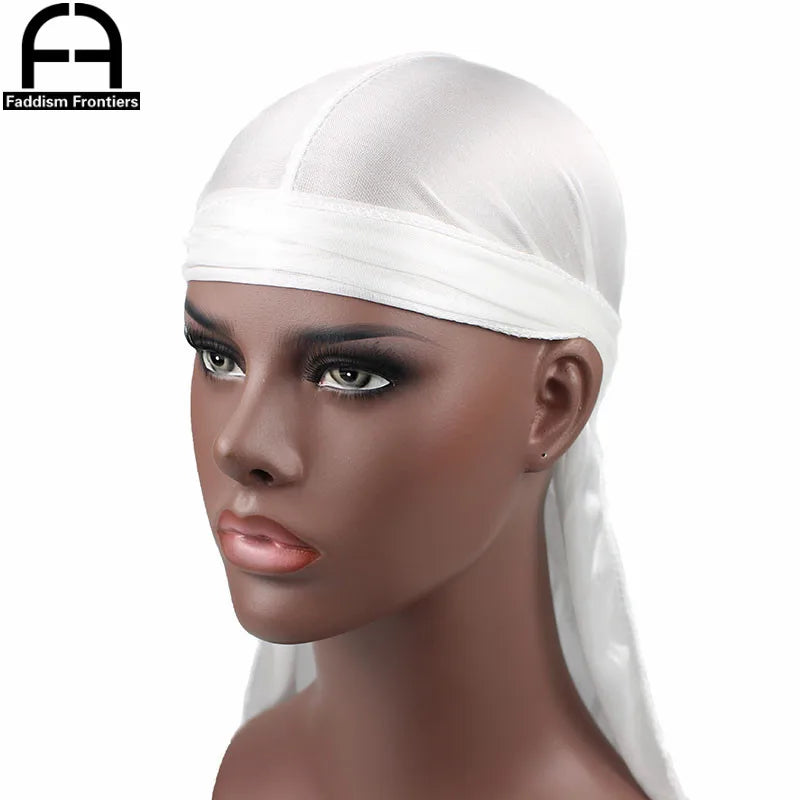 New Luxury Men's Silky Durags Bandana Turban Hat Wigs Doo Men Satin Durag Biker Headwear Headband Pirate Hat Hair Accessories