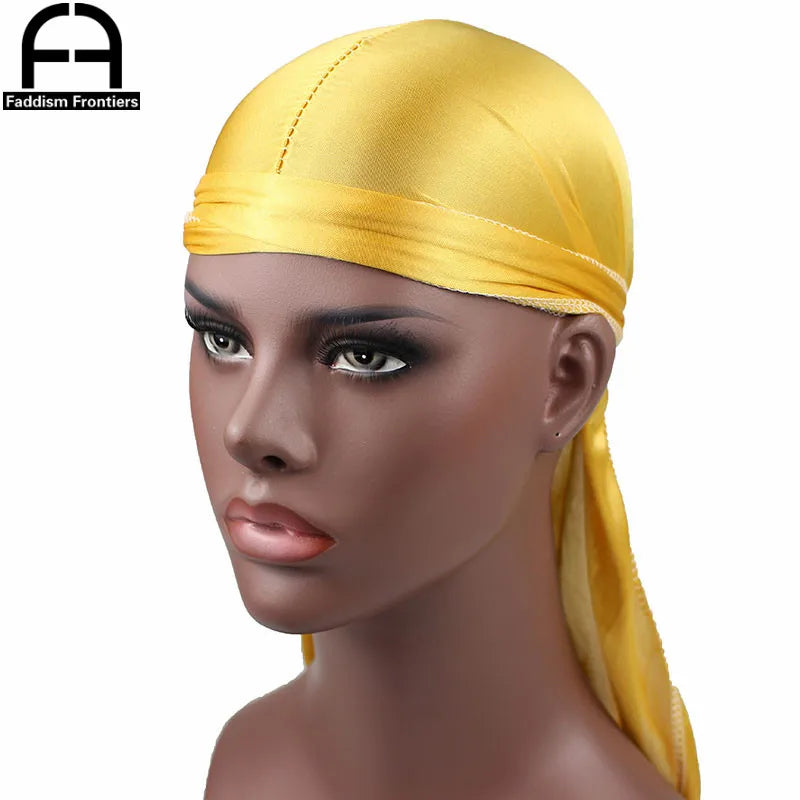 New Luxury Men's Silky Durags Bandana Turban Hat Wigs Doo Men Satin Durag Biker Headwear Headband Pirate Hat Hair Accessories