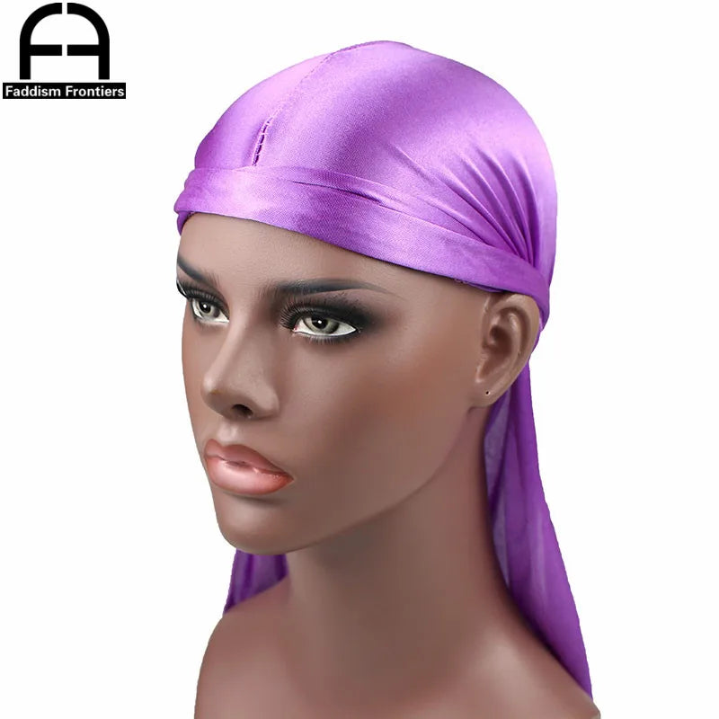 New Luxury Men's Silky Durags Bandana Turban Hat Wigs Doo Men Satin Durag Biker Headwear Headband Pirate Hat Hair Accessories