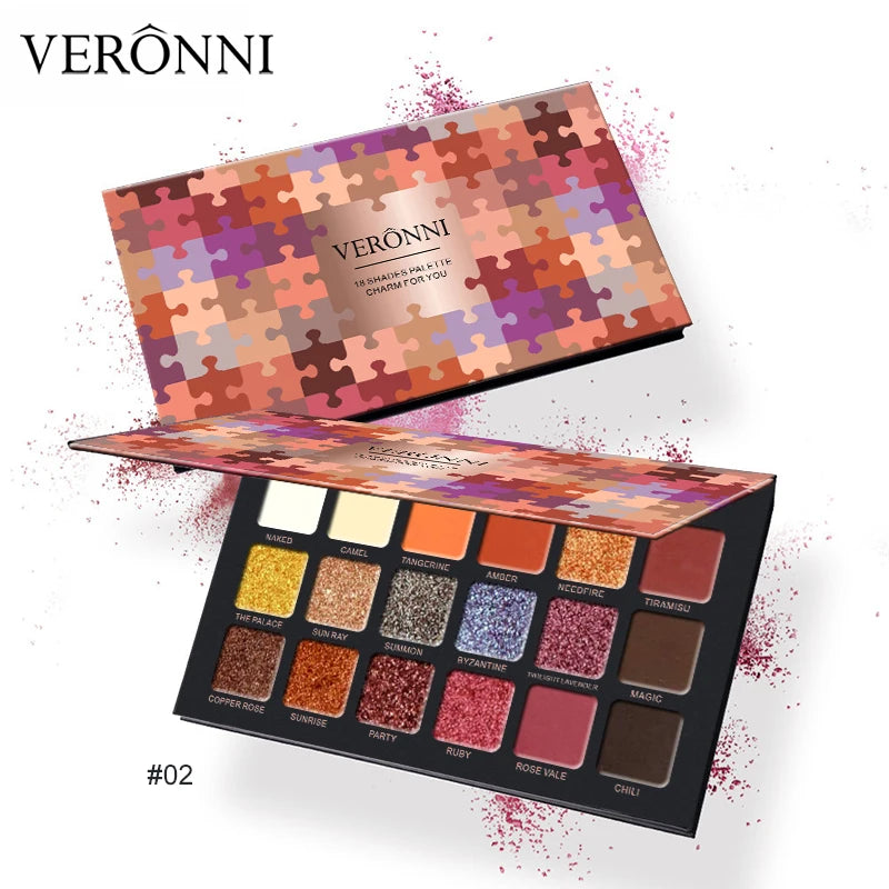 VERONNI 18 Color Charming Eyeshadow Glitter Eye shadow matte Eye shadow Palette Shimmer EyeShadow Powder Fashion Color