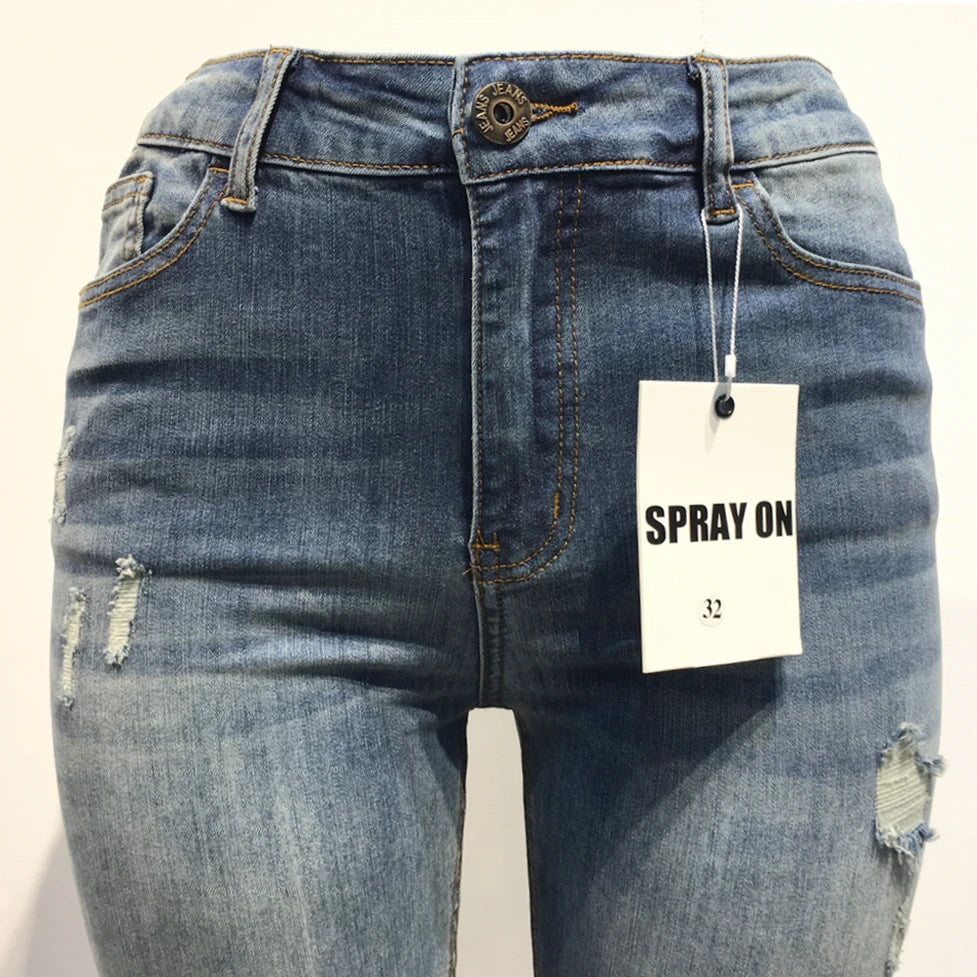 Melody Spray On Jeans 3 Colors Skinny Stretch Jeans For Men Denim Wash Broken Ripped Jeans Fashion Brand Biker Jeans Men Clothes