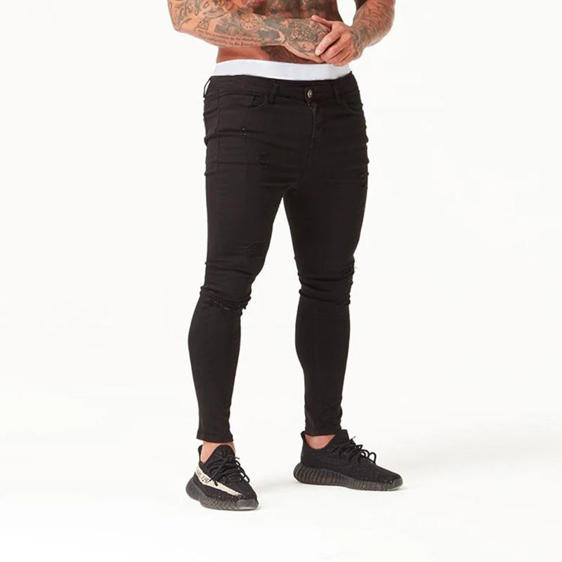 Melody Spray On Jeans 3 Colors Skinny Stretch Jeans For Men Denim Wash Broken Ripped Jeans Fashion Brand Biker Jeans Men Clothes
