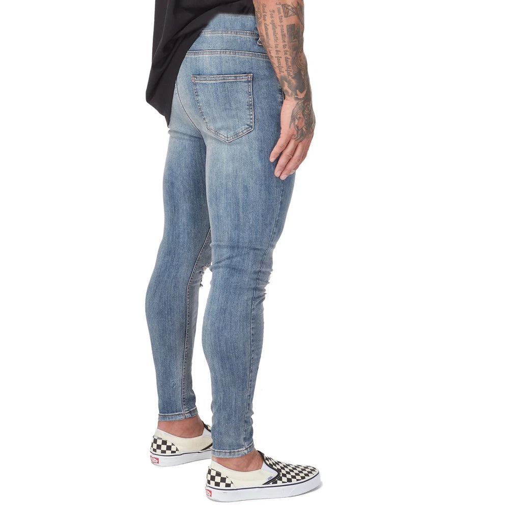 Melody Spray On Jeans 3 Colors Skinny Stretch Jeans For Men Denim Wash Broken Ripped Jeans Fashion Brand Biker Jeans Men Clothes