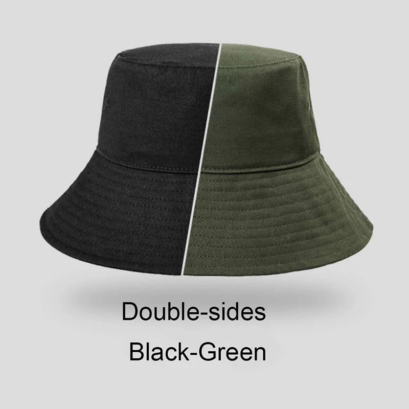 Large Big Size Sun Hats Men Summer Double Side Bucket Hat Men's Panama Fedoras Outdoor Fisherman Hat Visor Basin Cap Beach Hat