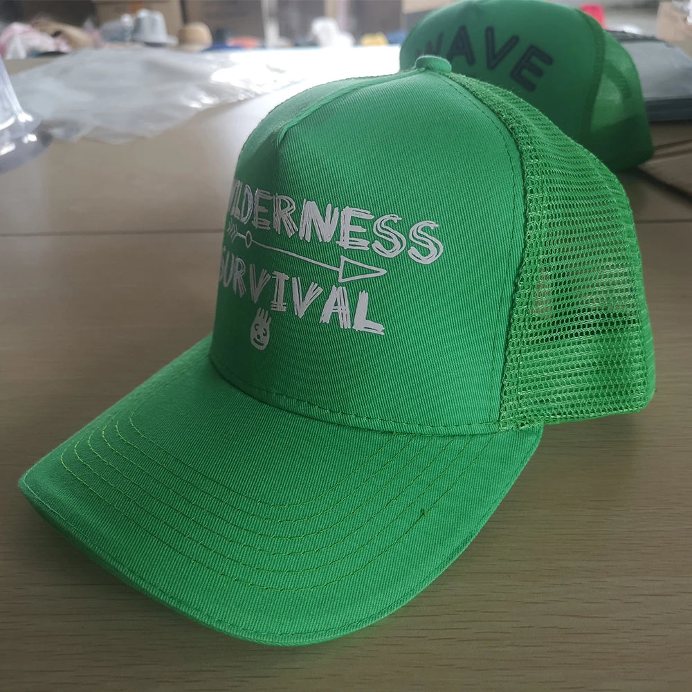 FS Stylish Green Orange 5 Panel Baseball Caps For Men Women Breathable Snapback Hip Hop Cap Mesh Trucker Hat Bones Masculinos