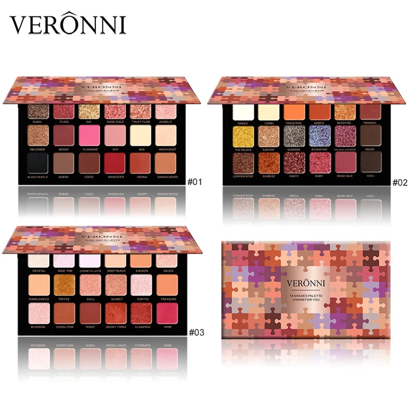 VERONNI 18 Color Charming Eyeshadow Glitter Eye shadow matte Eye shadow Palette Shimmer EyeShadow Powder Fashion Color