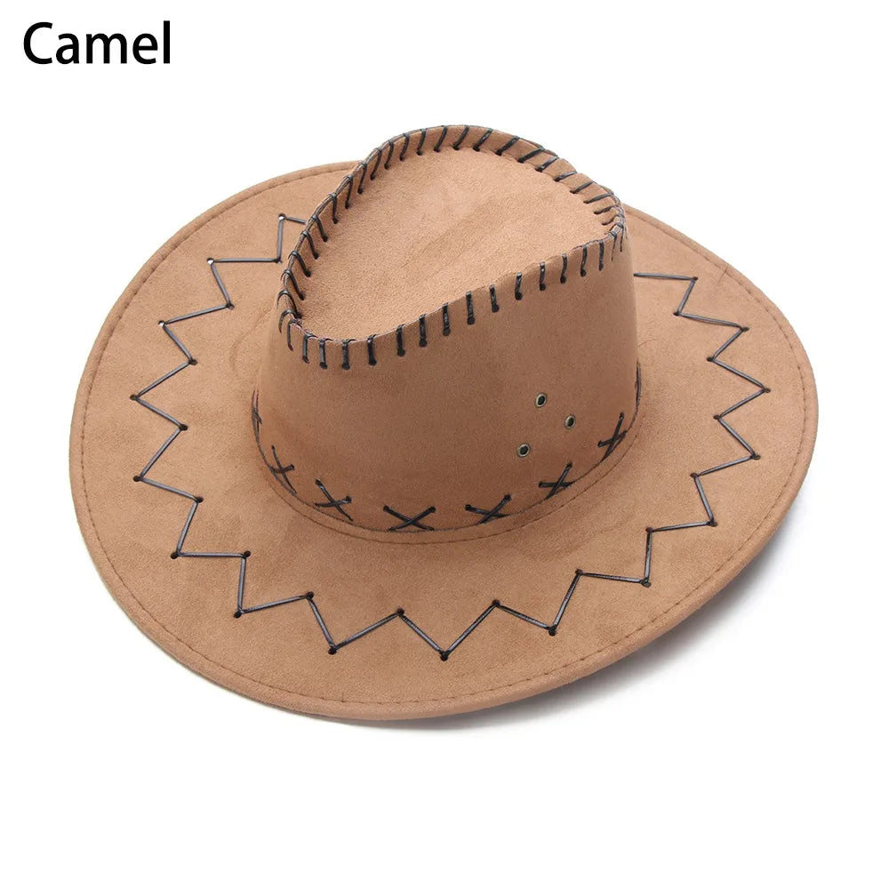 Western Cowboy Hat for Men Women Kids Fedora Outdoor Wide Brim Faux Leather Summer Wide Brim Beach Travel Cap Black White Pink