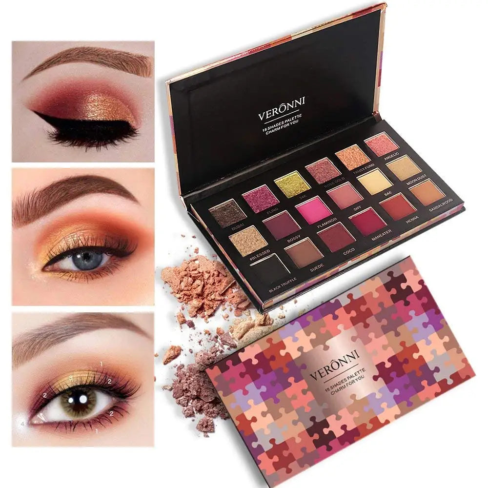 VERONNI 18 Color Charming Eyeshadow Glitter Eye shadow matte Eye shadow Palette Shimmer EyeShadow Powder Fashion Color