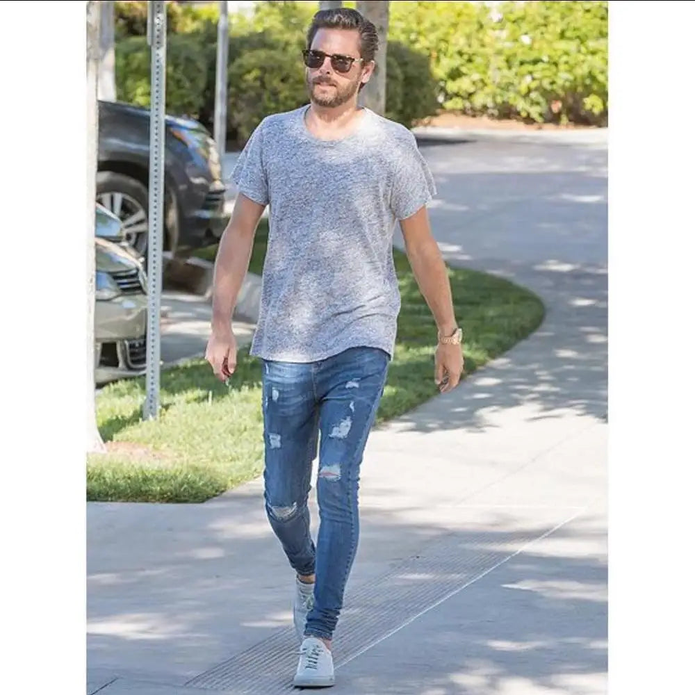 Melody Spray On Jeans 3 Colors Skinny Stretch Jeans For Men Denim Wash Broken Ripped Jeans Fashion Brand Biker Jeans Men Clothes