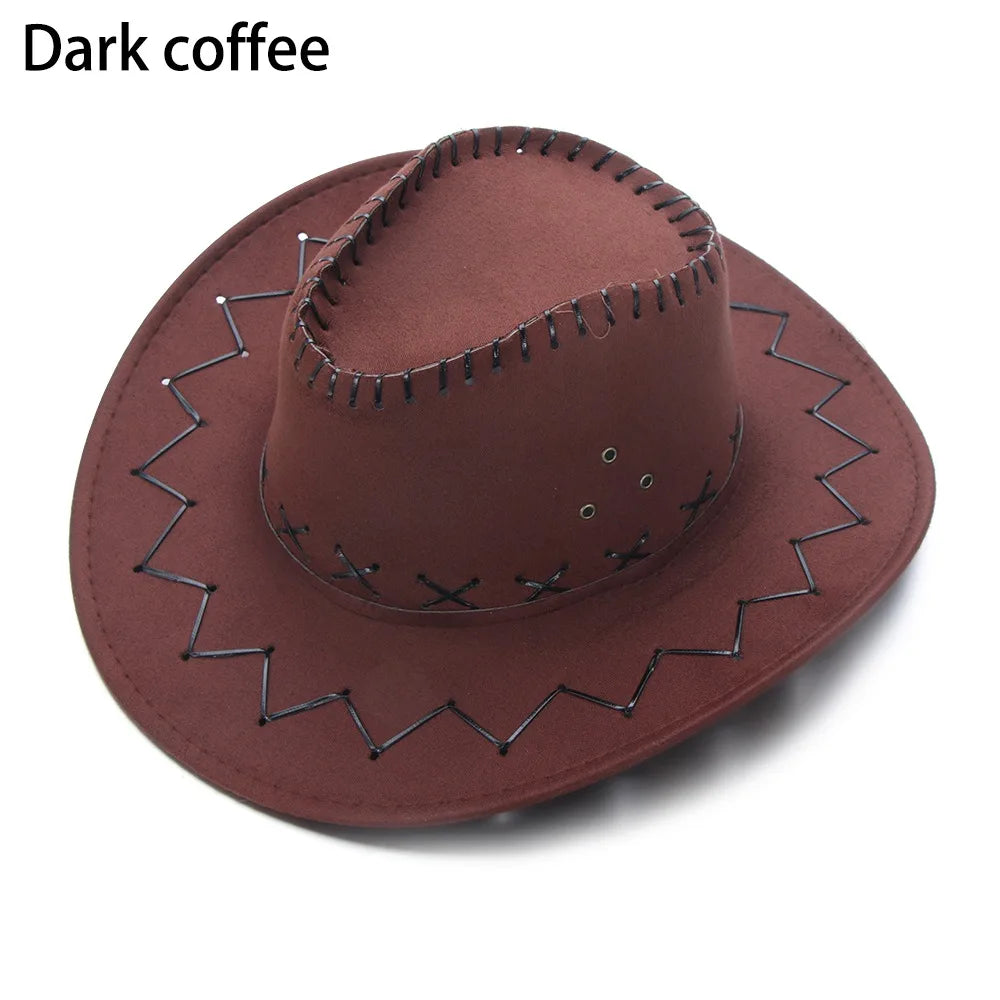 Western Cowboy Hat for Men Women Kids Fedora Outdoor Wide Brim Faux Leather Summer Wide Brim Beach Travel Cap Black White Pink
