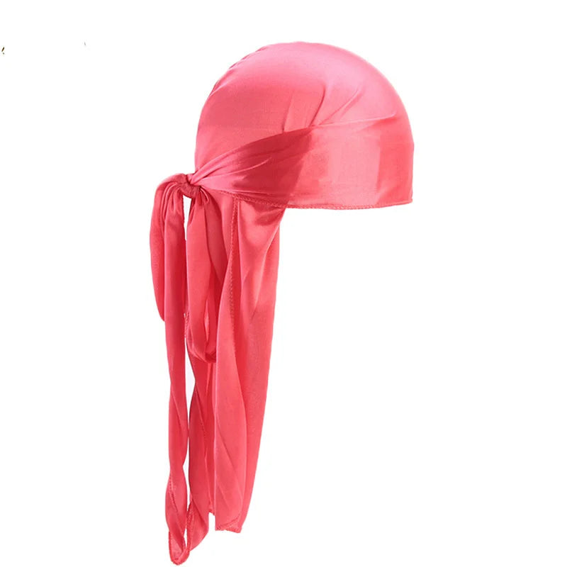 New Men's Long Silky Satin Breathable Turban Hat Wigs Doo Durag Biker Headwrap Chemo Cap Pirate Hat Men Hair Accessories