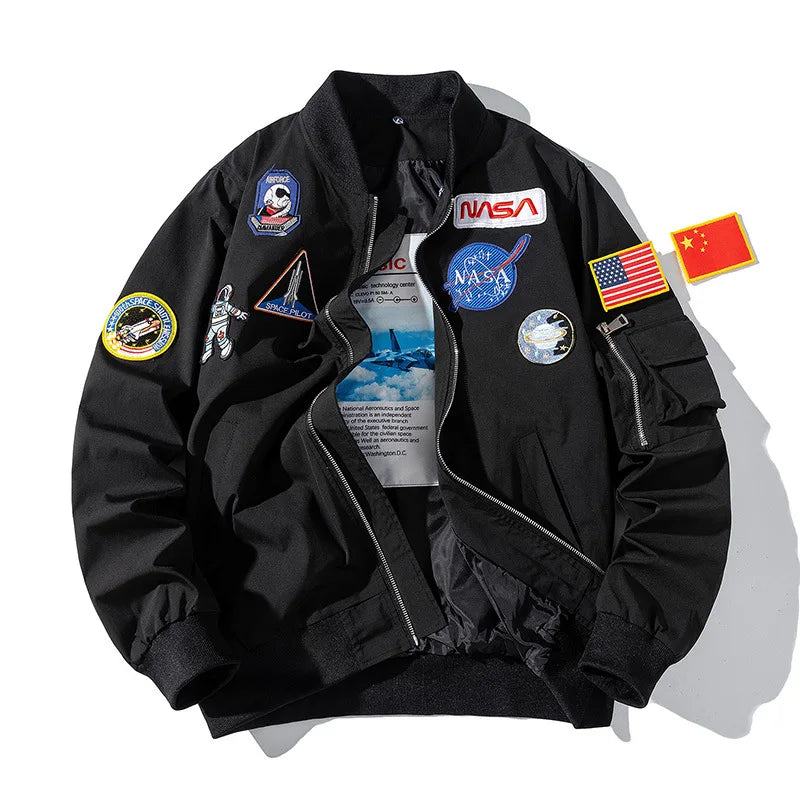 Casual Jacket Winter Thick Cycling Men Women Embroidered Loose Pilot Jacket Cotton Jacket Hiphop Couple Baseball Jacket American
