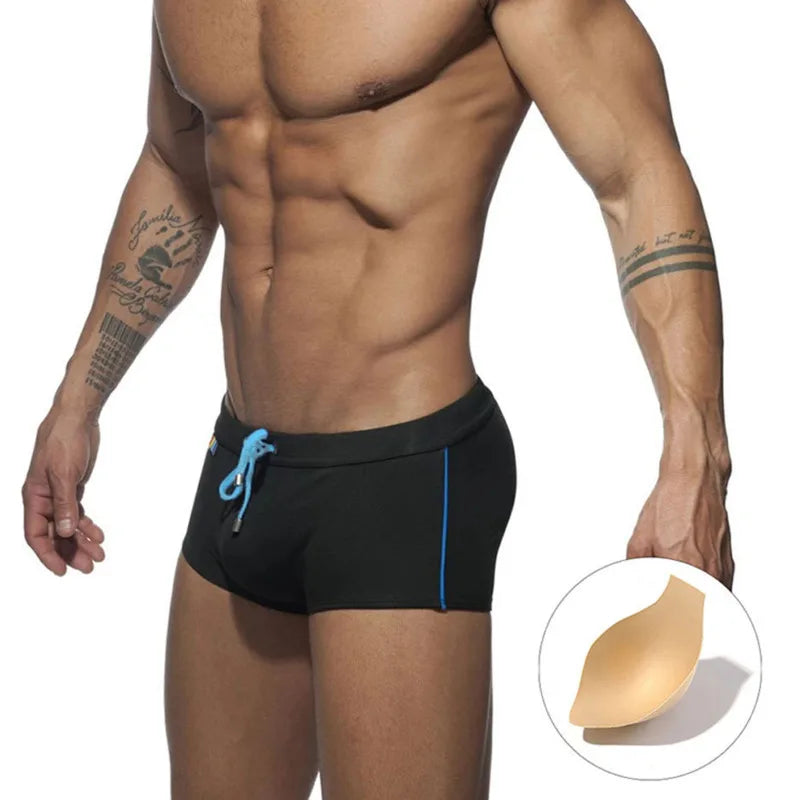 Sexy Swimsuit Printing Swimming Trunks Quick Dry Shorts Briefs Fashion Triangle Swim Trunks With Cup Low Waist Men's Swimwear