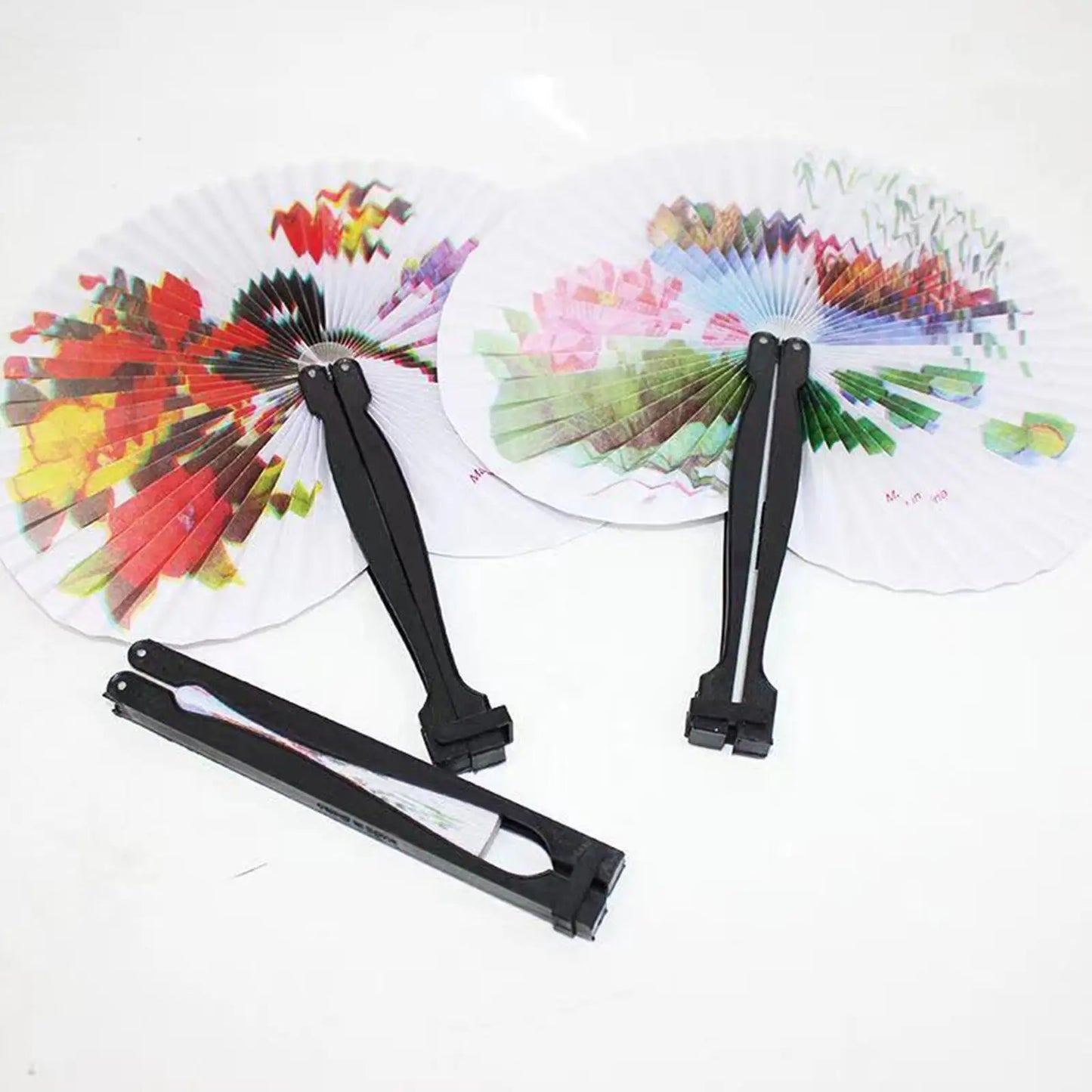 6pcs Paper Folding Fans Color Random Round Paper Fan Chinese Style Hand Fan Wedding Foldable Paper Fans Hand Held Folding Fans