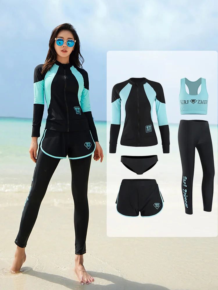 Men Rash Guard Diving Suits Surfing Swimwear Long Sleeve Suit Swim Shirt+Trunks+Shorts UV Swimming RashGuard Prevent Jellyfish