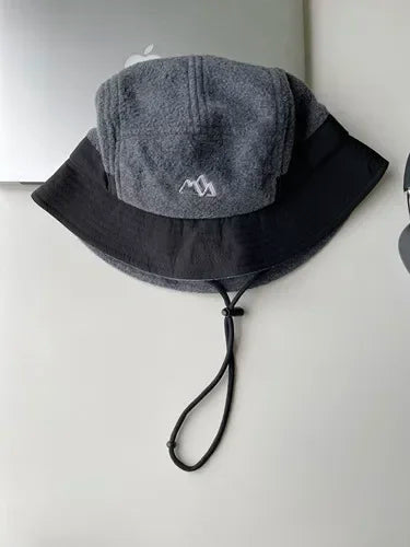 2023New Short Brim Color Matching Ear Protection Autumn Winter Men's Women's Baseball Cap Warm Outdoor Velvet Aviator Bucket Hat