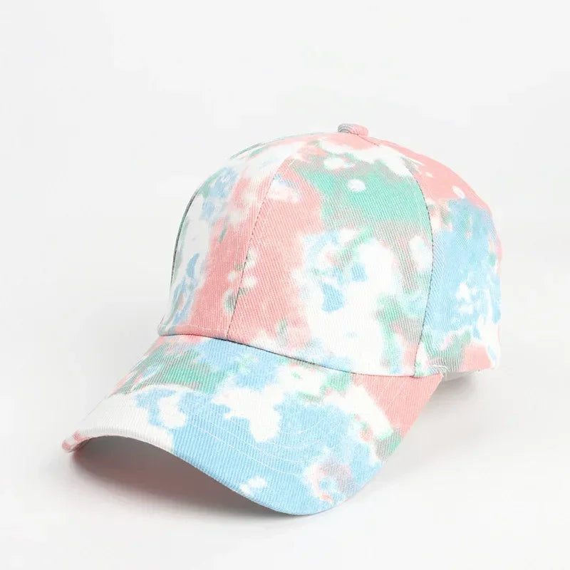 Men Hat Sports Women Baseball Hat Sun Protection Color Tie Dyed Baseball Hat Punk Hip Hop Performance Street Dance Sun Hat