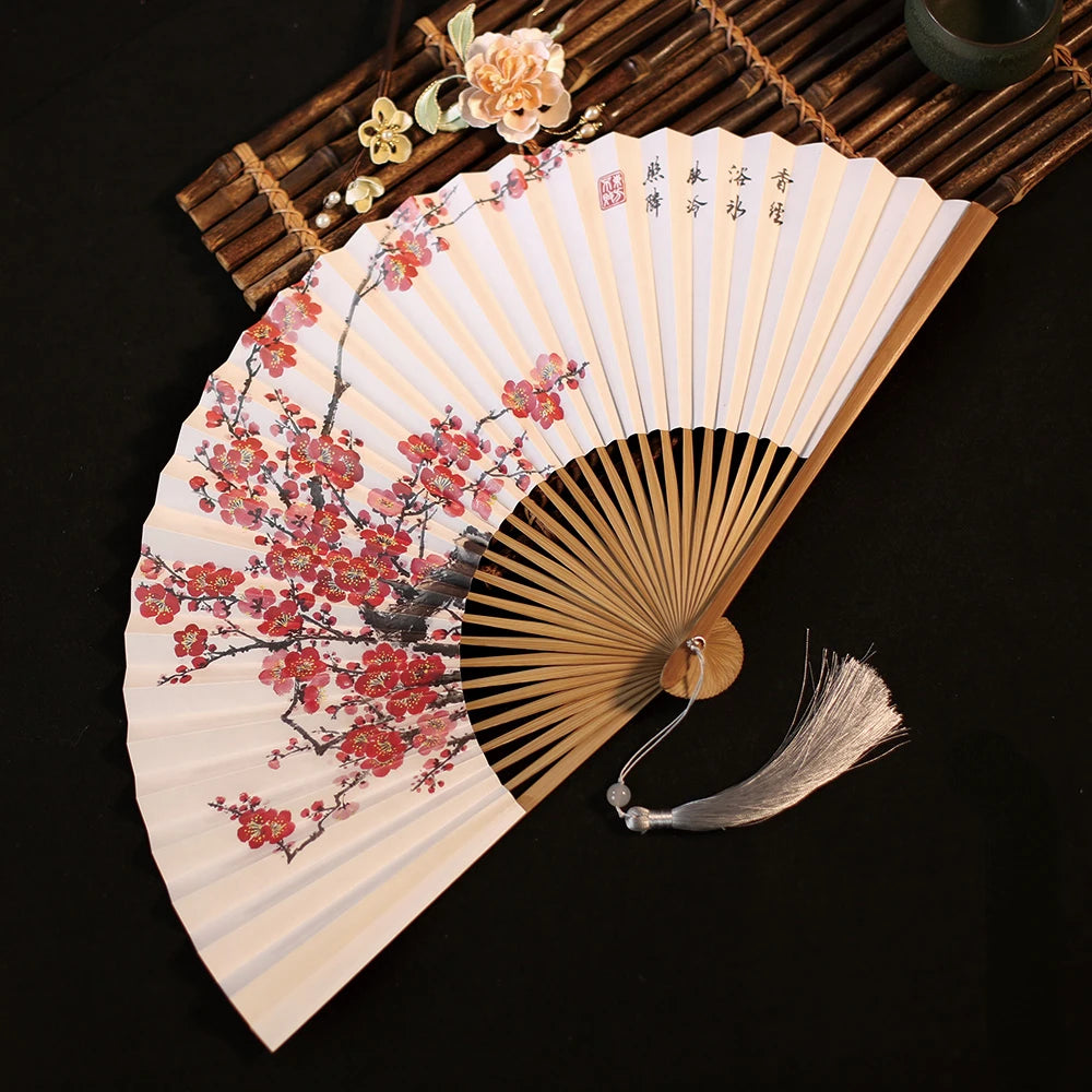 Chinese Retro Folding Hand Fan Bamboo Hand Painted Drama Folding Fan Double Side Vintage Hand Paper Fans Portable Folding Fans