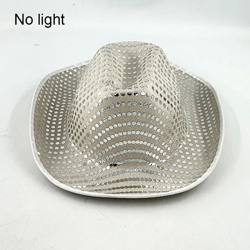 Halloween Christmas EL Wire Light Up Sequin Jazz Hat Adult Neon LED Luminous Festival Party Dress Up Cap For Men and Women